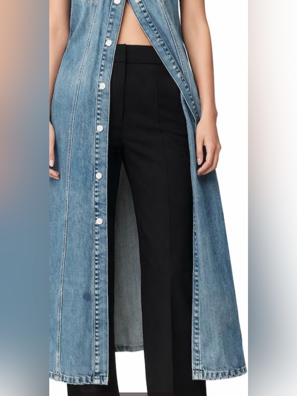 Velvet heart Sleeveless Blue Denim Button-Front Maxi Dress